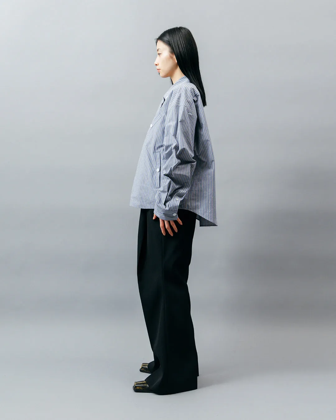 COTTON STRIPE RIDERS SHIRT .09【CLASSIC BLUE】