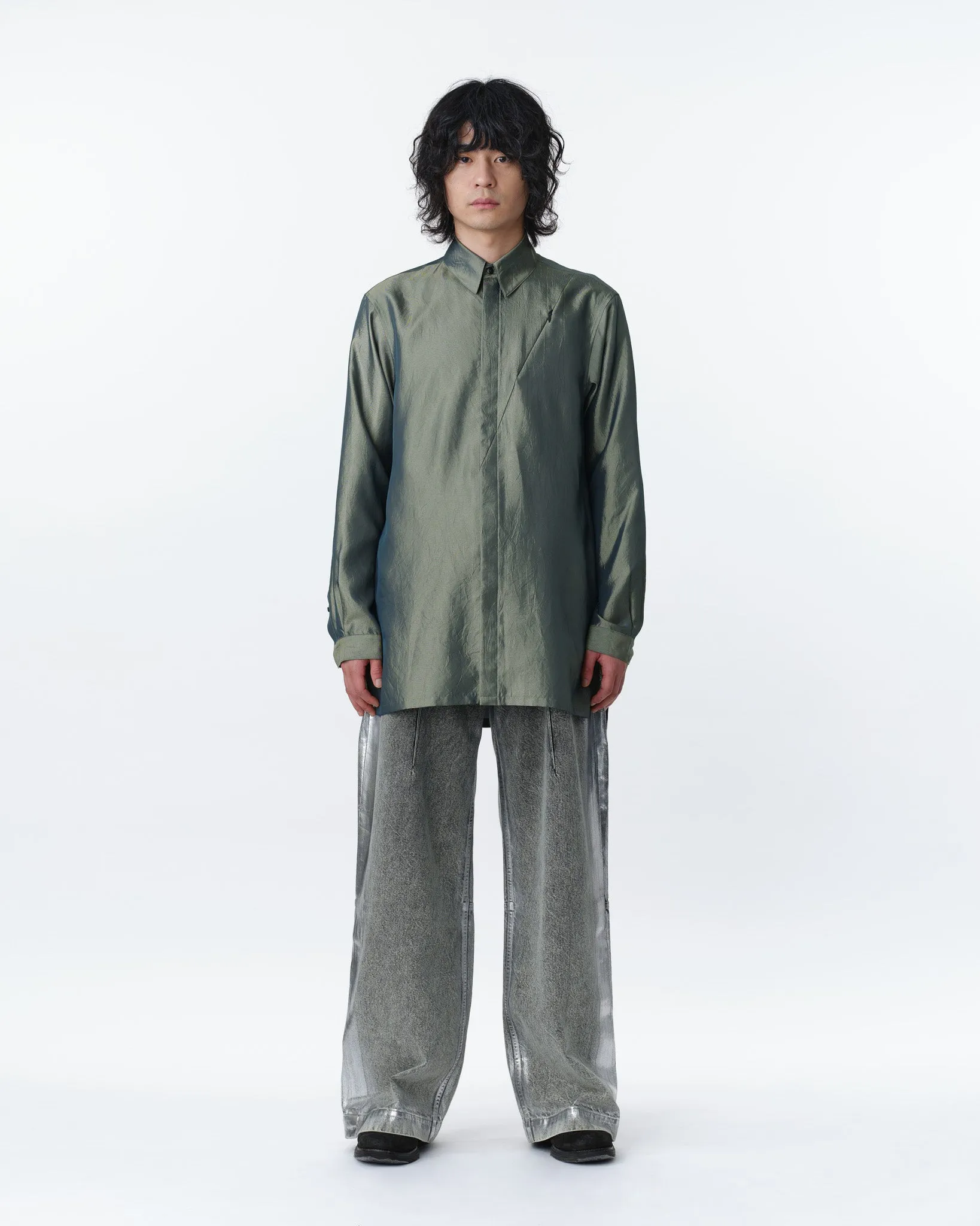 IRIDESCENT SEAM POCKET SHIRT .11 【GLOSS BEIGE】