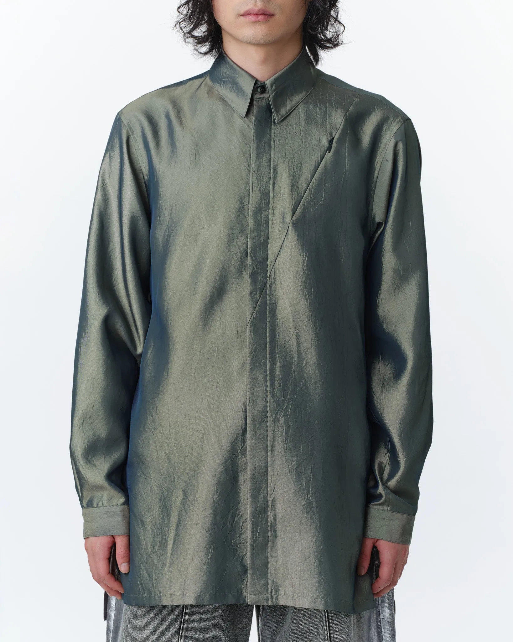 IRIDESCENT SEAM POCKET SHIRT .11 【GLOSS BEIGE】